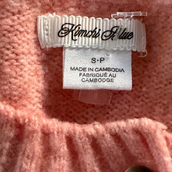 Kimchi Blue Coral Short Sleeve Cardigan Sweater Women’s Small Button Front - Picture 2 of 5